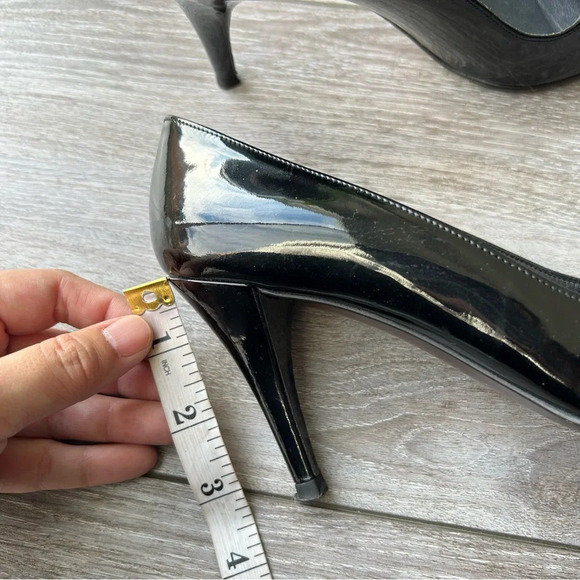 Stuart Weitzman Black Patent Leather Open Toe Pumps - Picture 13 of 13